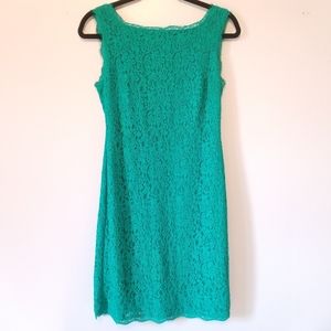 Adrianna Papell Green Lace Sheath Cocktail Dress